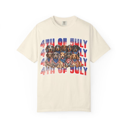 4th of July Dogs T-Shirt — Patriotic Dachshund & Puppy Graphic Tee