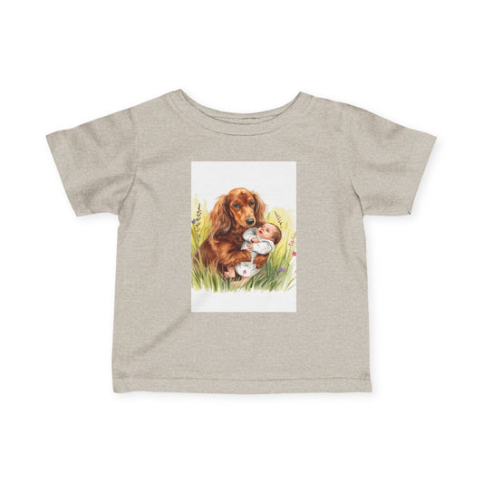Infant Tee with Puppy and Baby Duckling Illustration — Cute Newborn Baby Shirt