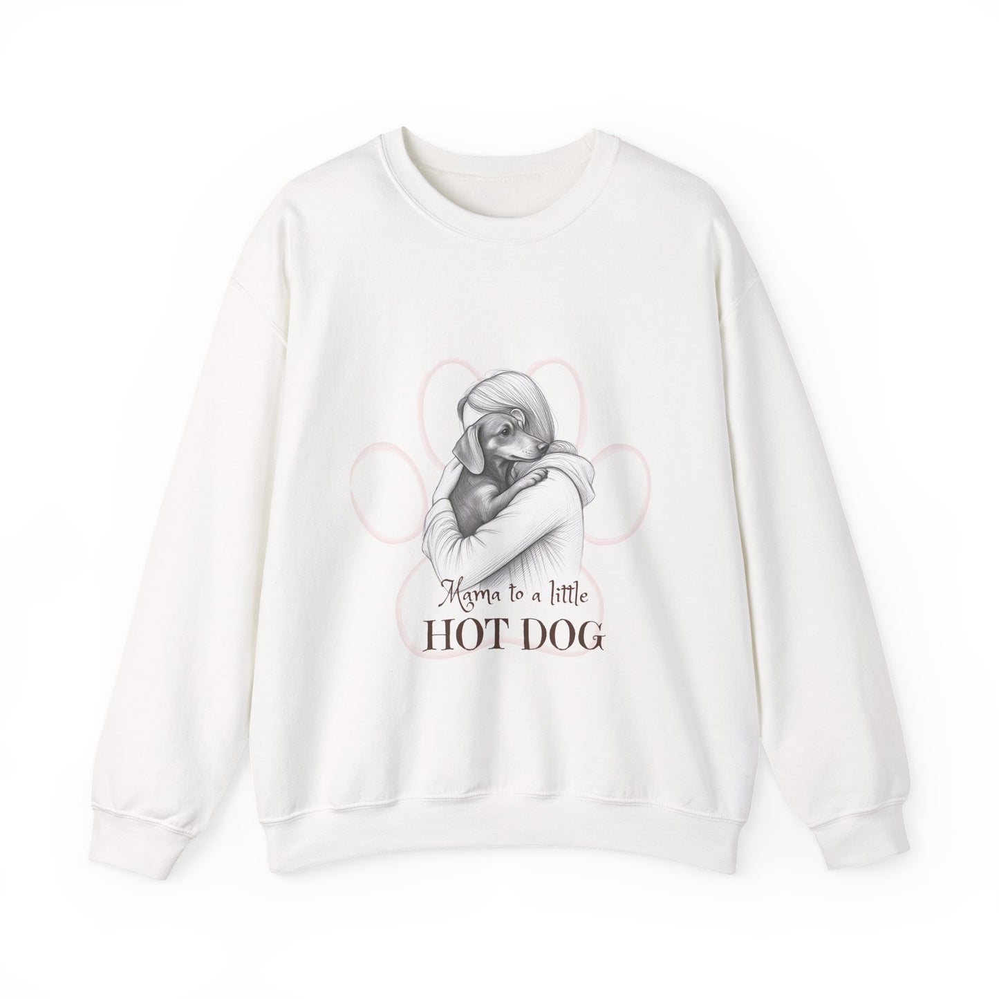 “Mom to a Little Hot Dog” Crewneck Sweatshirt — Cute Dachshund Graphic Pullover
