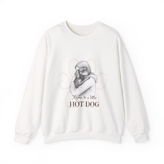 “Mom to a Little Hot Dog” Crewneck Sweatshirt — Cute Dachshund Graphic Pullover