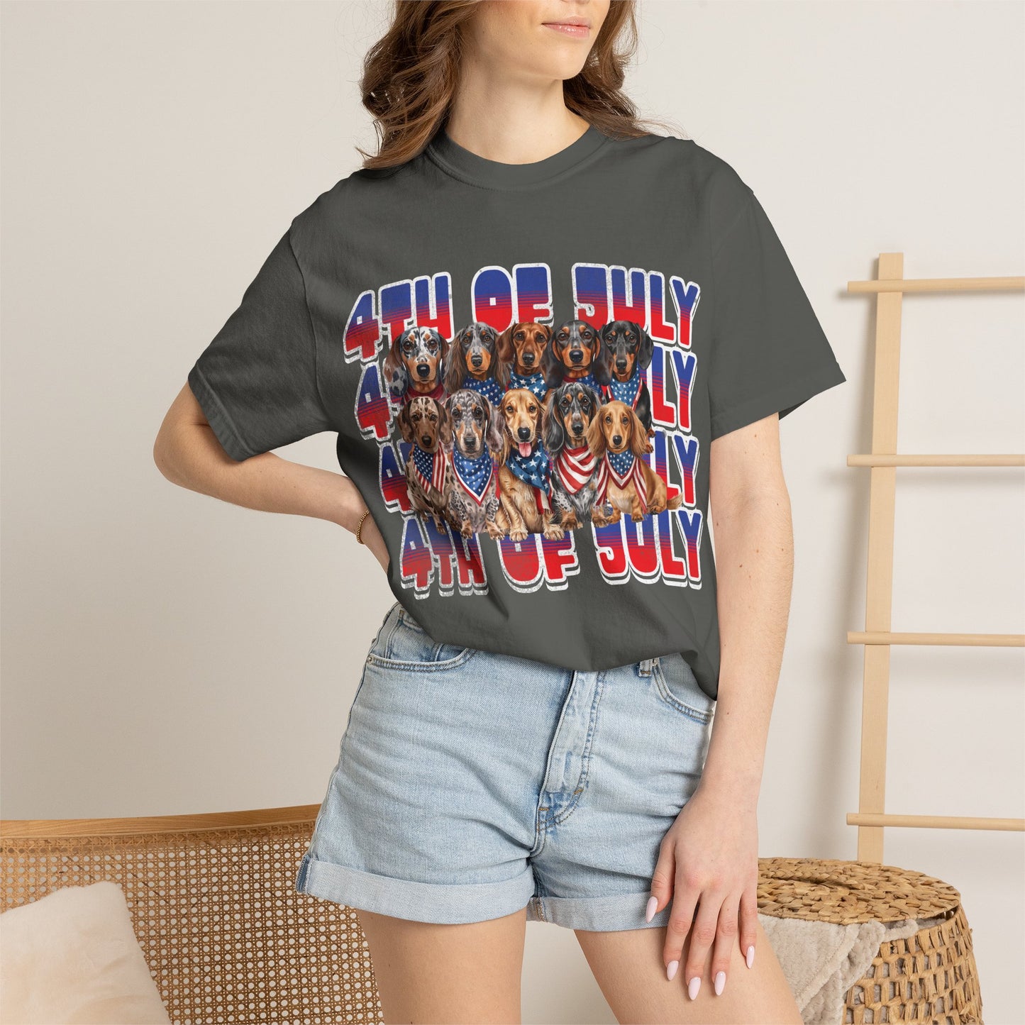 4th of July Dogs T-Shirt — Patriotic Dachshund & Puppy Graphic Tee
