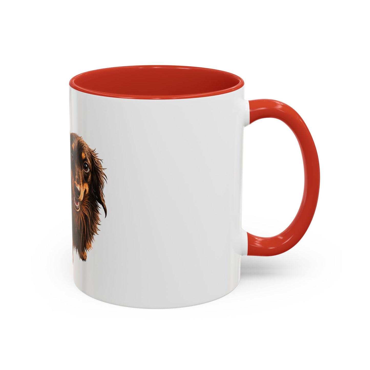 Dachshund Coffee Mug — Cute Long-Haired Wiener Dog Accent Mug (11/15oz)