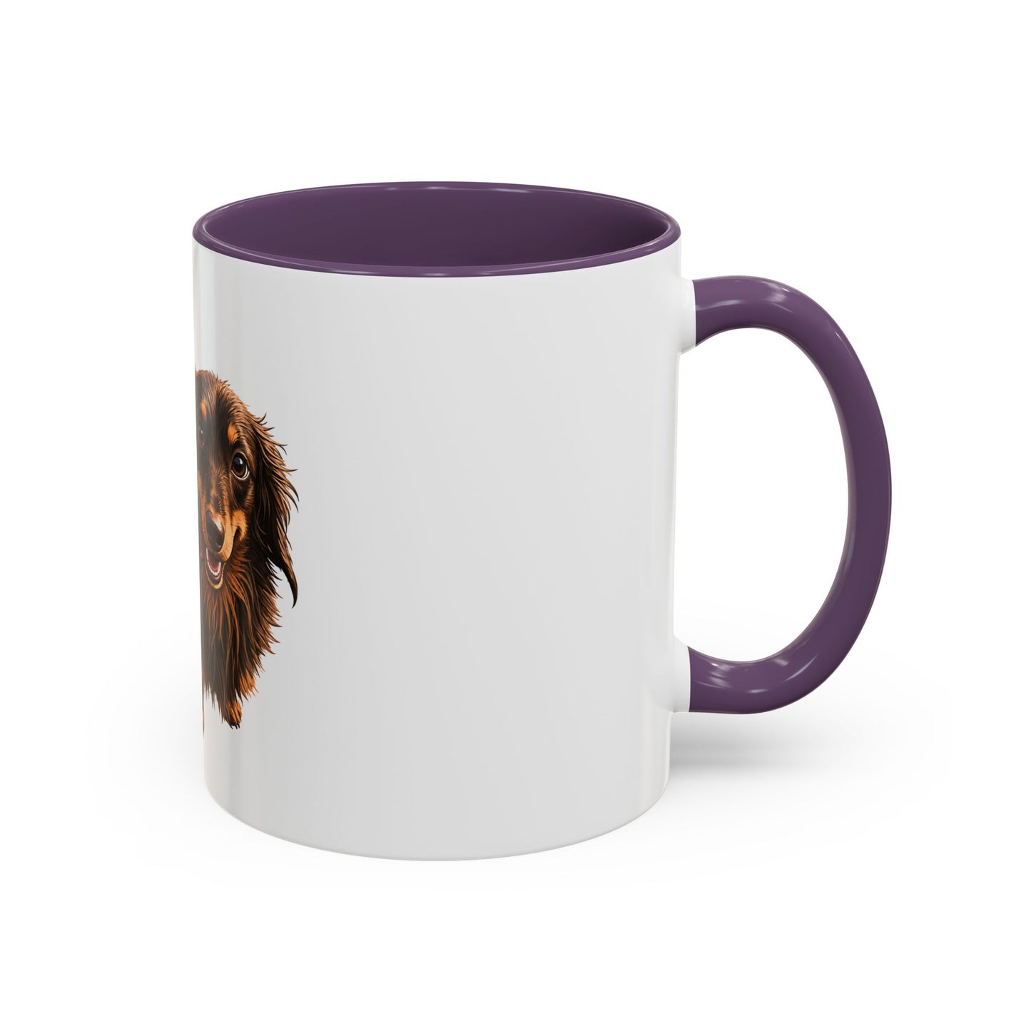 Dachshund Coffee Mug — Cute Long-Haired Wiener Dog Accent Mug (11/15oz)