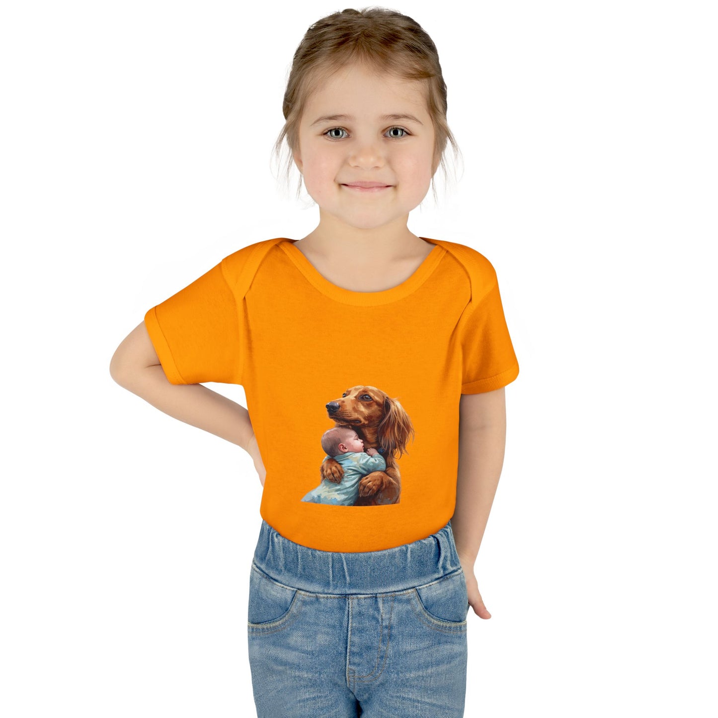 Baby Bodysuit with Dachshund Holding Newborn – Cute Infant Onesie Gift