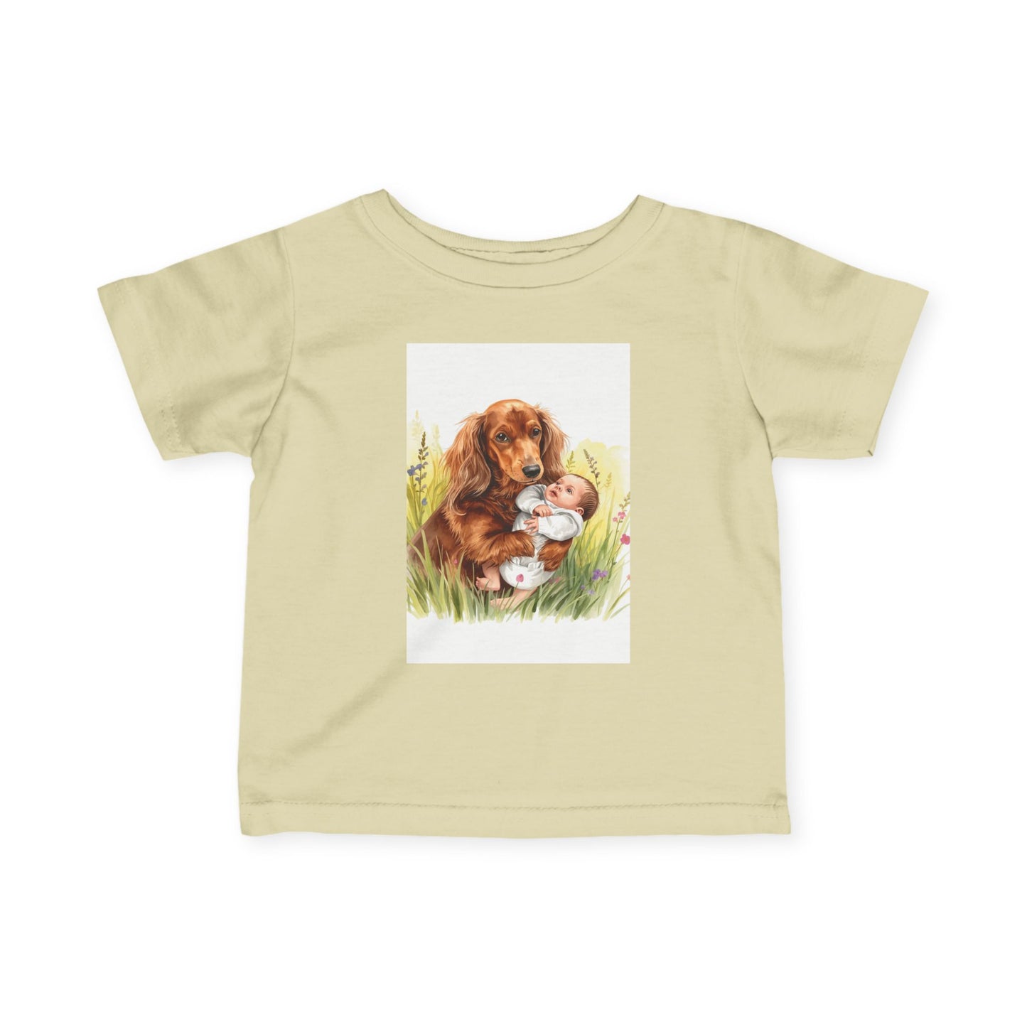Infant Tee with Puppy and Baby Duckling Illustration — Cute Newborn Baby Shirt