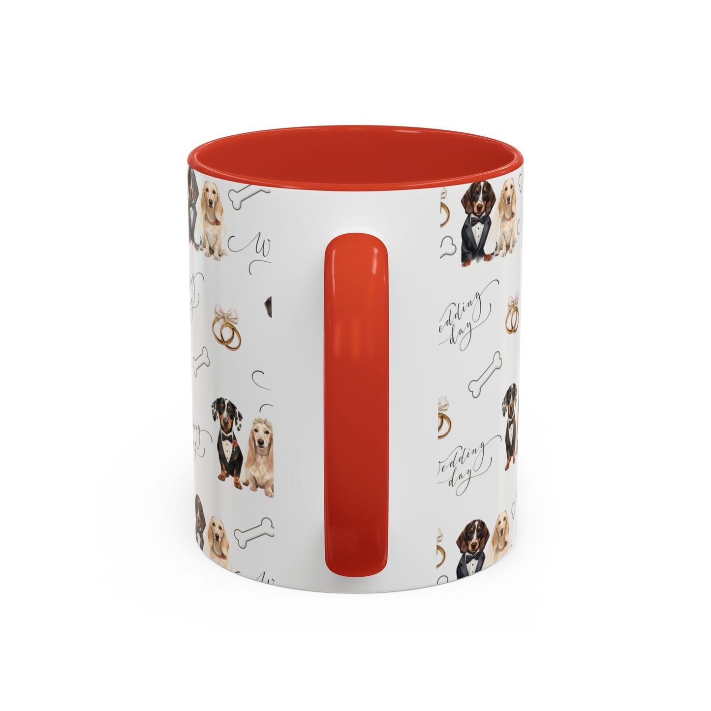 Wedding Dogs Coffee Mug — Cute Dachshund & Golden Retriever Pattern with 'Wedding Day' Accents (11/15oz)