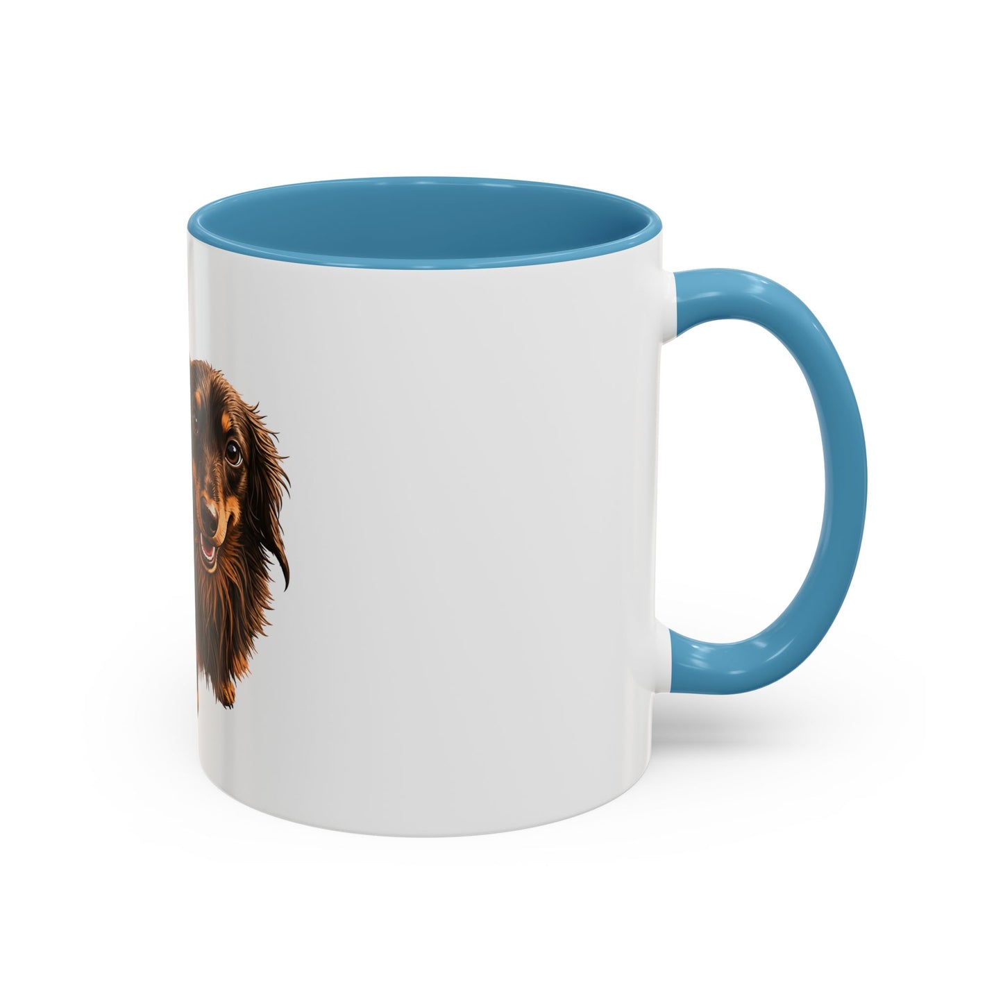 Dachshund Coffee Mug — Cute Long-Haired Wiener Dog Accent Mug (11/15oz)