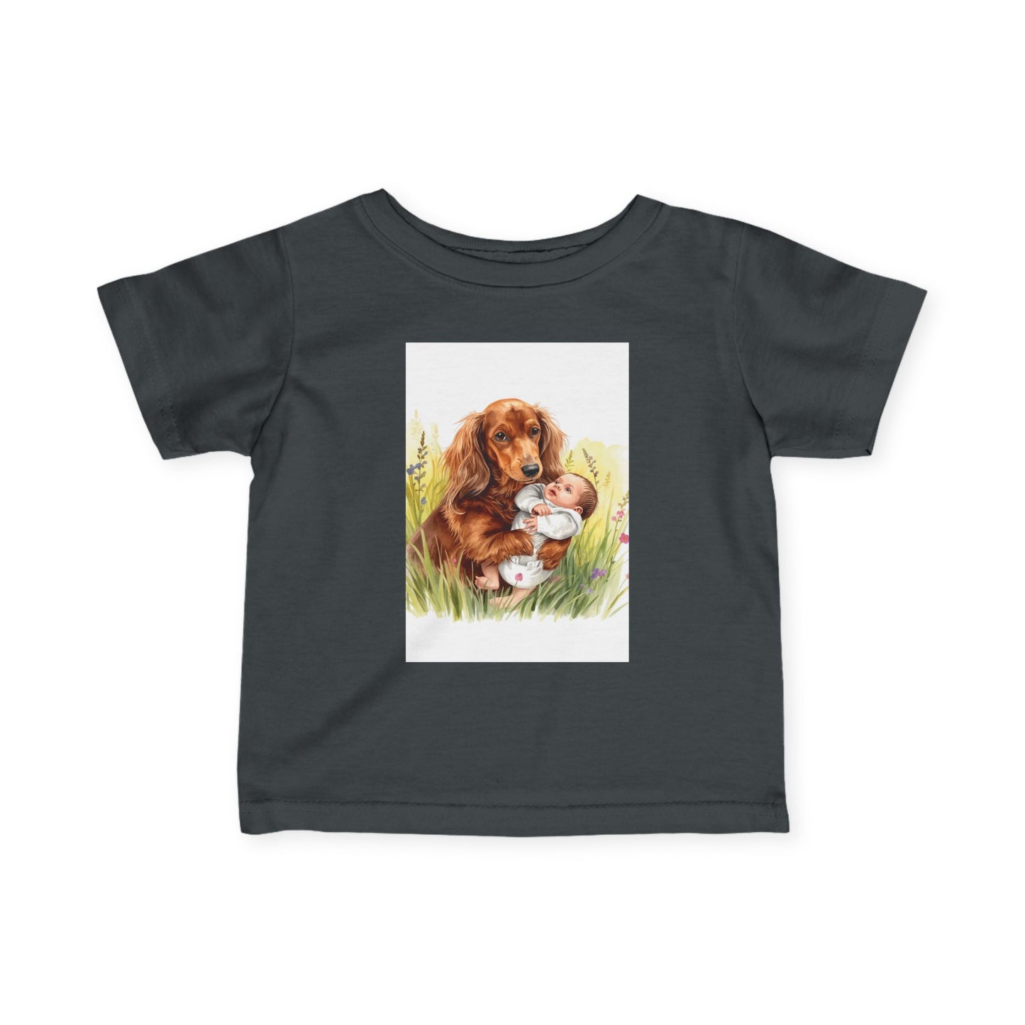 Infant Tee with Puppy and Baby Duckling Illustration — Cute Newborn Baby Shirt