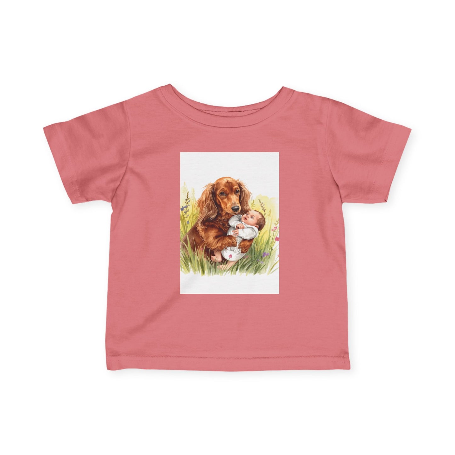 Infant Tee with Puppy and Baby Duckling Illustration — Cute Newborn Baby Shirt