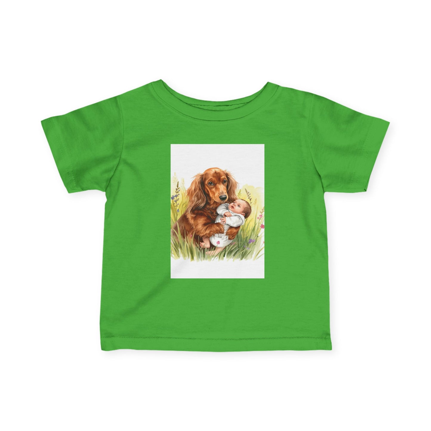 Infant Tee with Puppy and Baby Duckling Illustration — Cute Newborn Baby Shirt