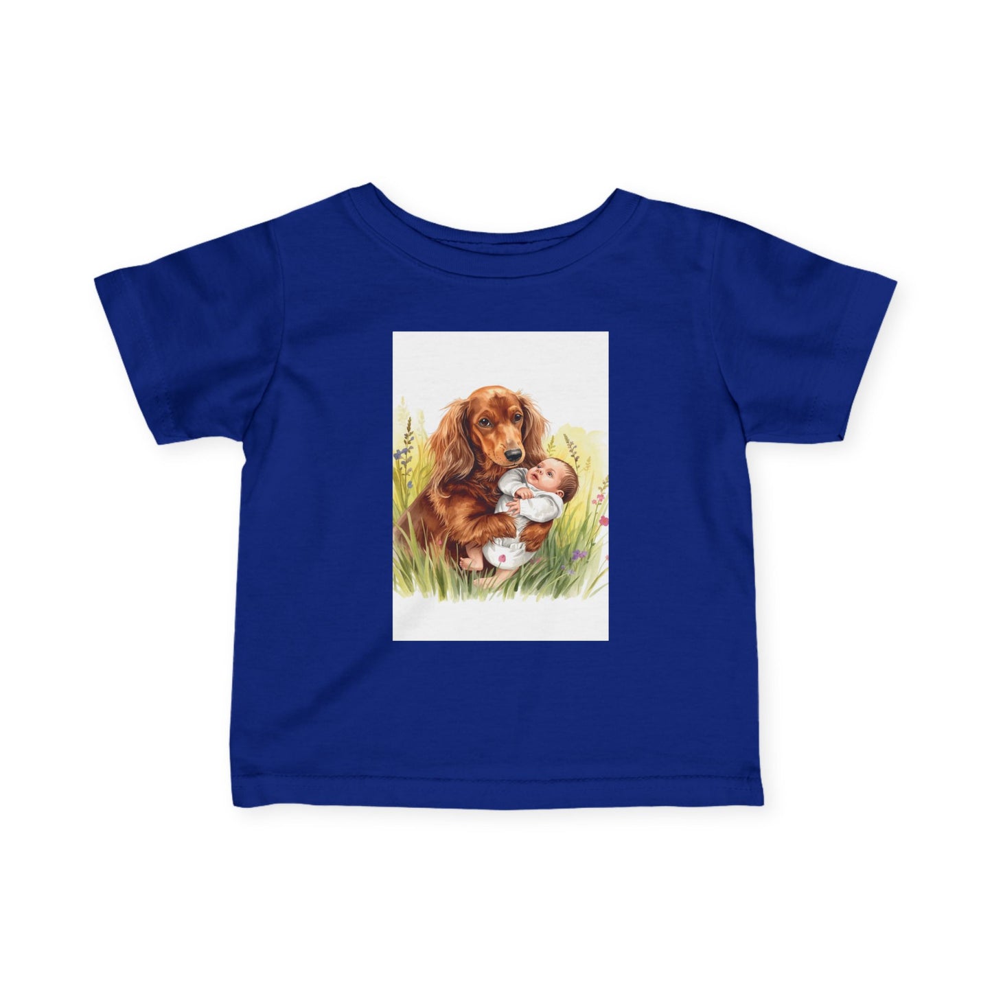 Infant Tee with Puppy and Baby Duckling Illustration — Cute Newborn Baby Shirt