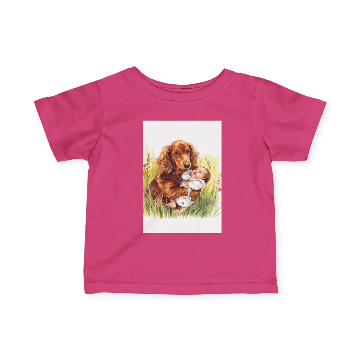 Infant Tee with Puppy and Baby Duckling Illustration — Cute Newborn Baby Shirt