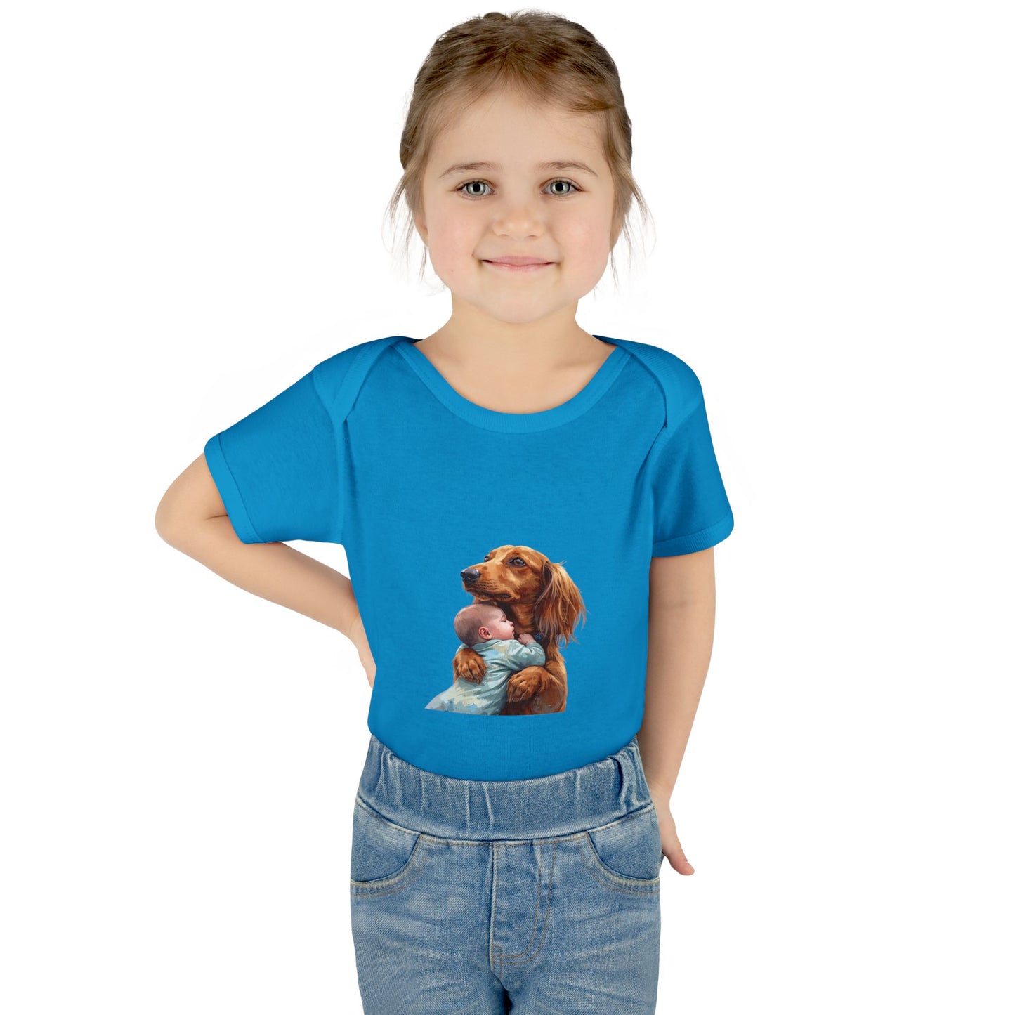 Baby Bodysuit with Dachshund Holding Newborn – Cute Infant Onesie Gift