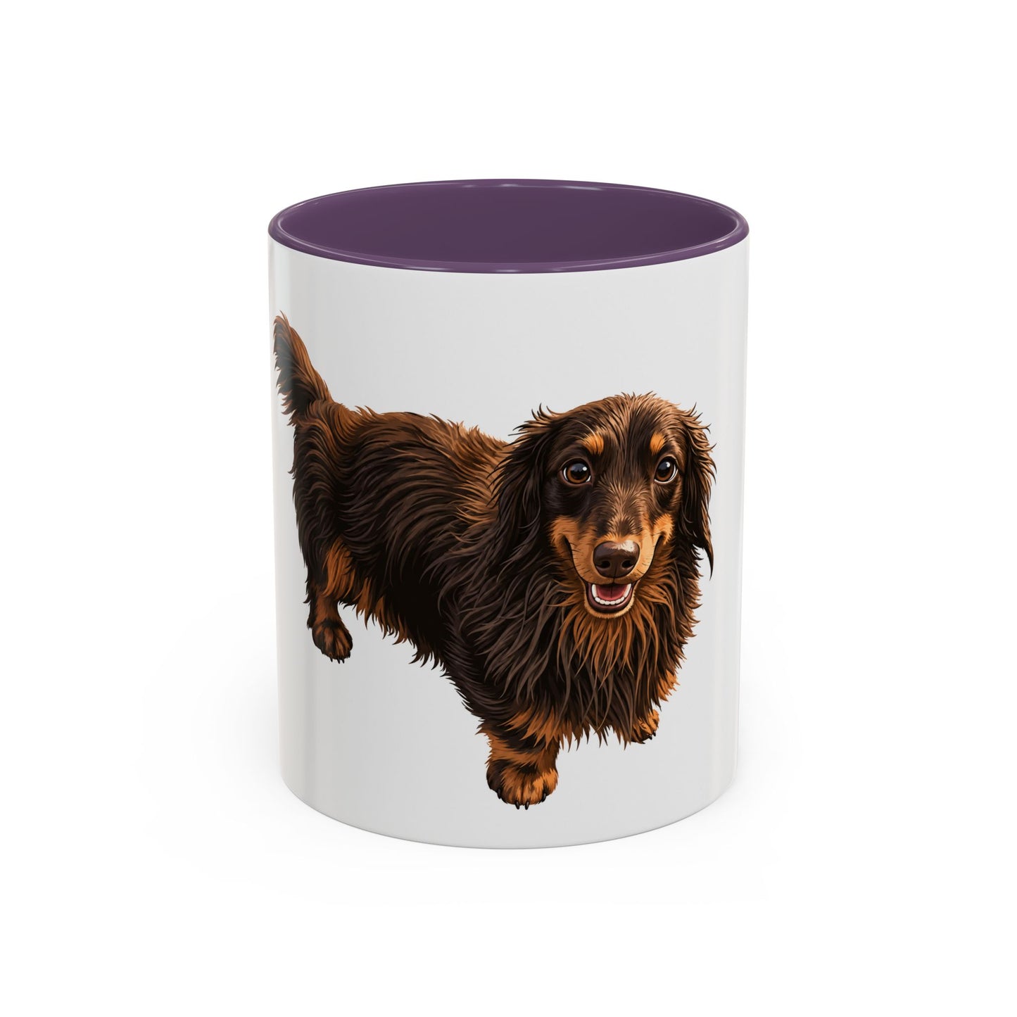 Dachshund Coffee Mug — Cute Long-Haired Wiener Dog Accent Mug (11/15oz)