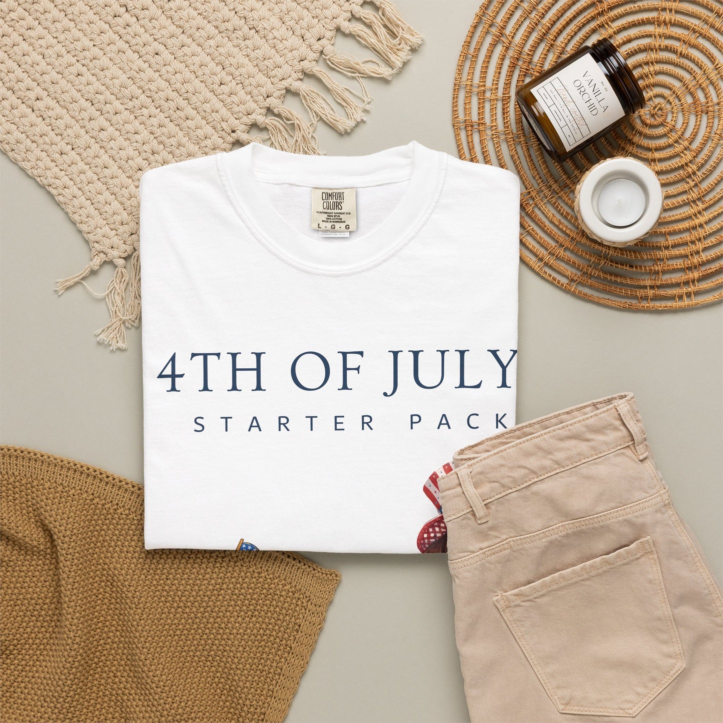 T-Shirt — "4th of July Starter Pack" Patriotic Dachshund Hot Dog Graphic Tee
