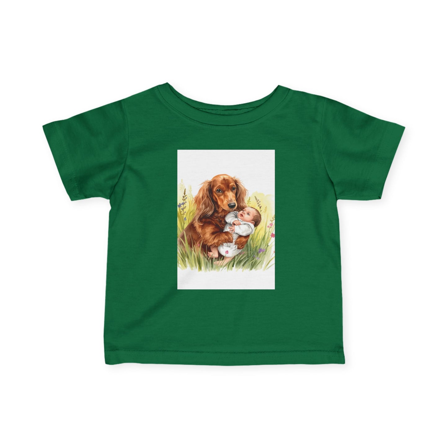 Infant Tee with Puppy and Baby Duckling Illustration — Cute Newborn Baby Shirt