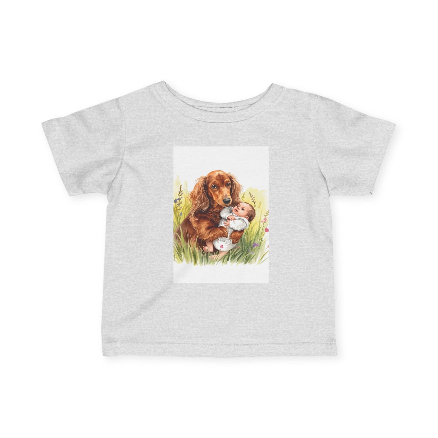 Infant Tee with Puppy and Baby Duckling Illustration — Cute Newborn Baby Shirt