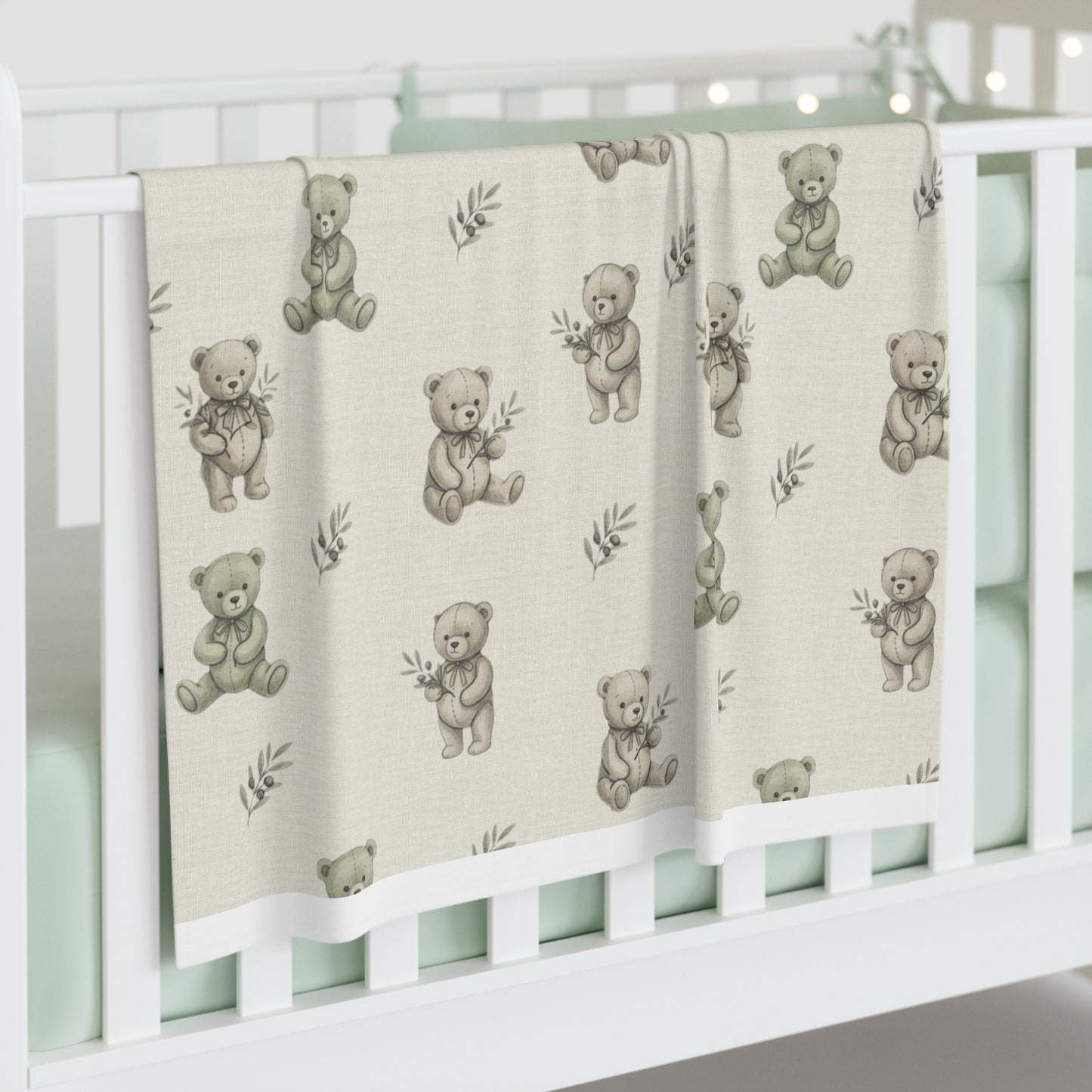 Teddy Bear Baby Swaddle Blanket – Soft Neutral Nursery Wrap
