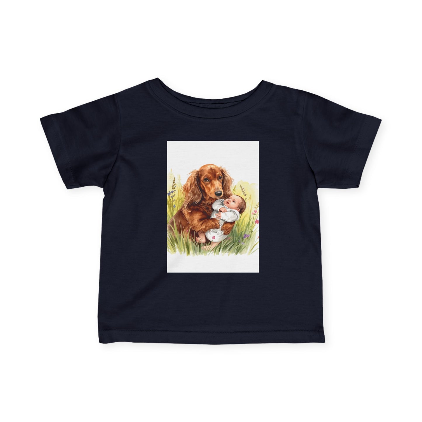 Infant Tee with Puppy and Baby Duckling Illustration — Cute Newborn Baby Shirt