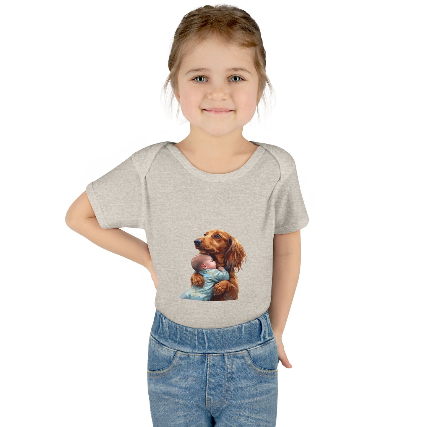 Baby Bodysuit with Dachshund Holding Newborn – Cute Infant Onesie Gift