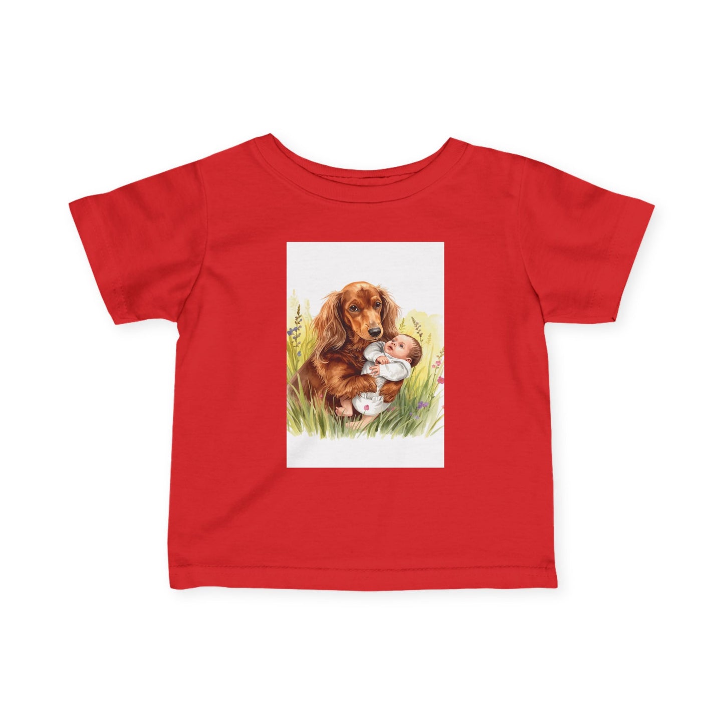 Infant Tee with Puppy and Baby Duckling Illustration — Cute Newborn Baby Shirt