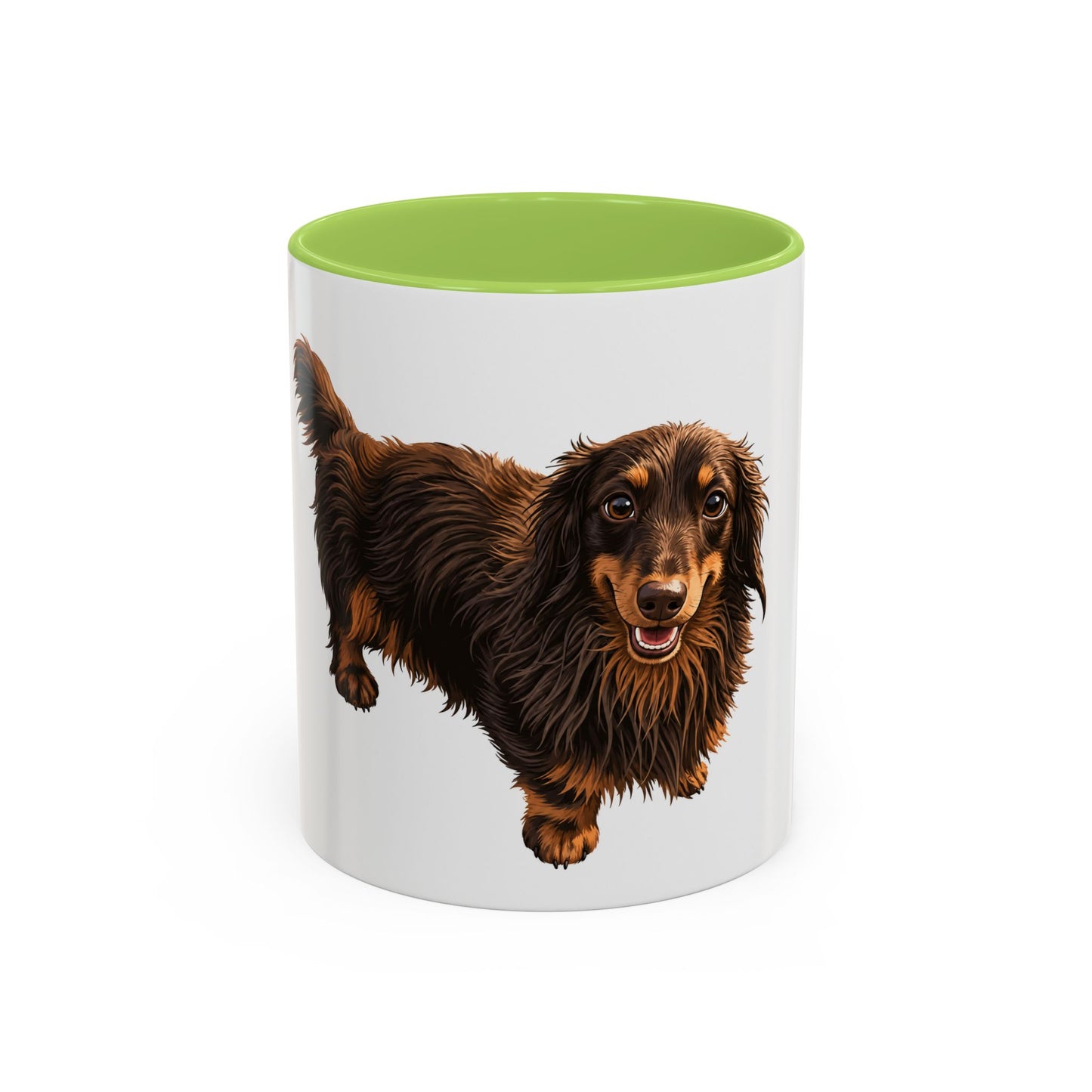 Dachshund Coffee Mug — Cute Long-Haired Wiener Dog Accent Mug (11/15oz)