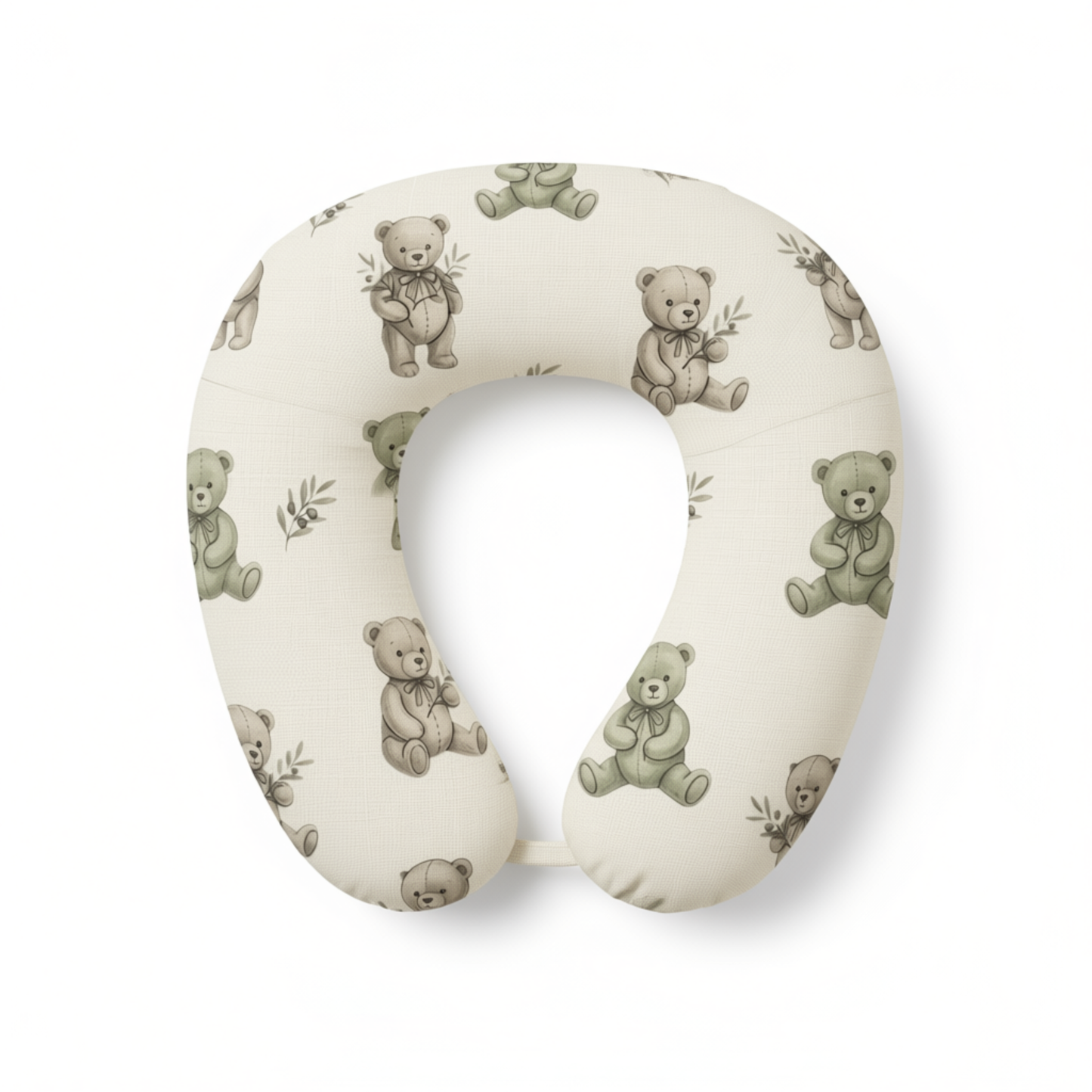 Teddy Bear Nursing Pillow Cover - Soft Neutral Baby Feeding Support Slipcover