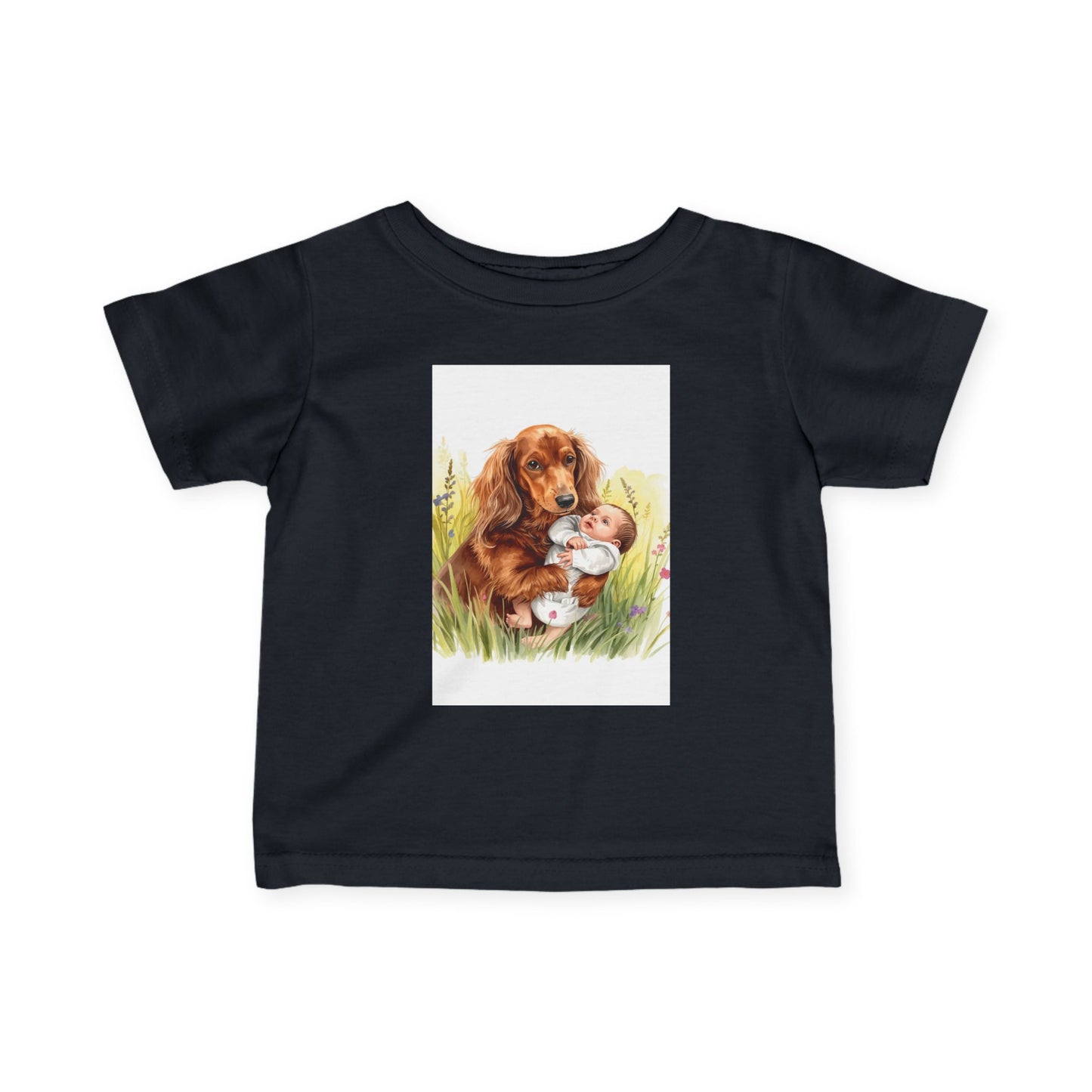 Infant Tee with Puppy and Baby Duckling Illustration — Cute Newborn Baby Shirt