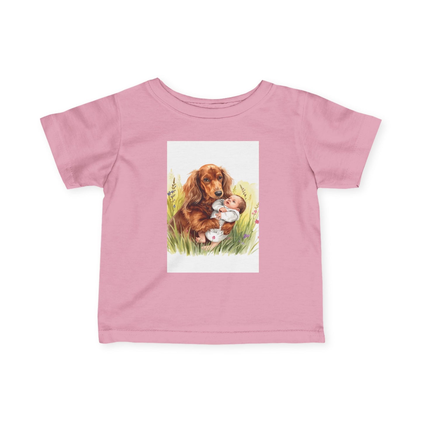 Infant Tee with Puppy and Baby Duckling Illustration — Cute Newborn Baby Shirt