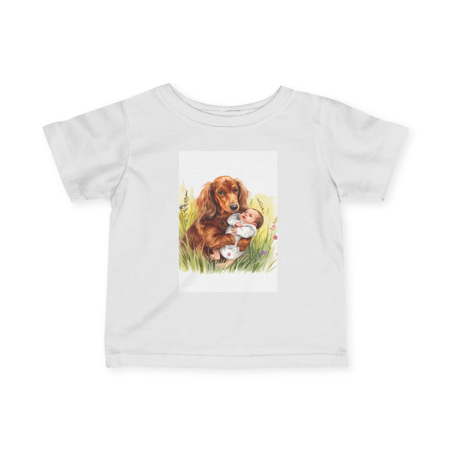 Infant Tee with Puppy and Baby Duckling Illustration — Cute Newborn Baby Shirt