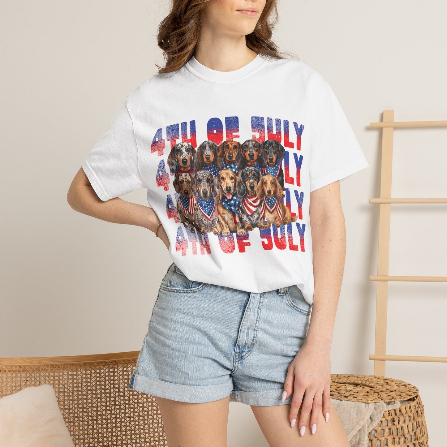 4th of July Dogs T-Shirt — Patriotic Dachshund & Puppy Graphic Tee