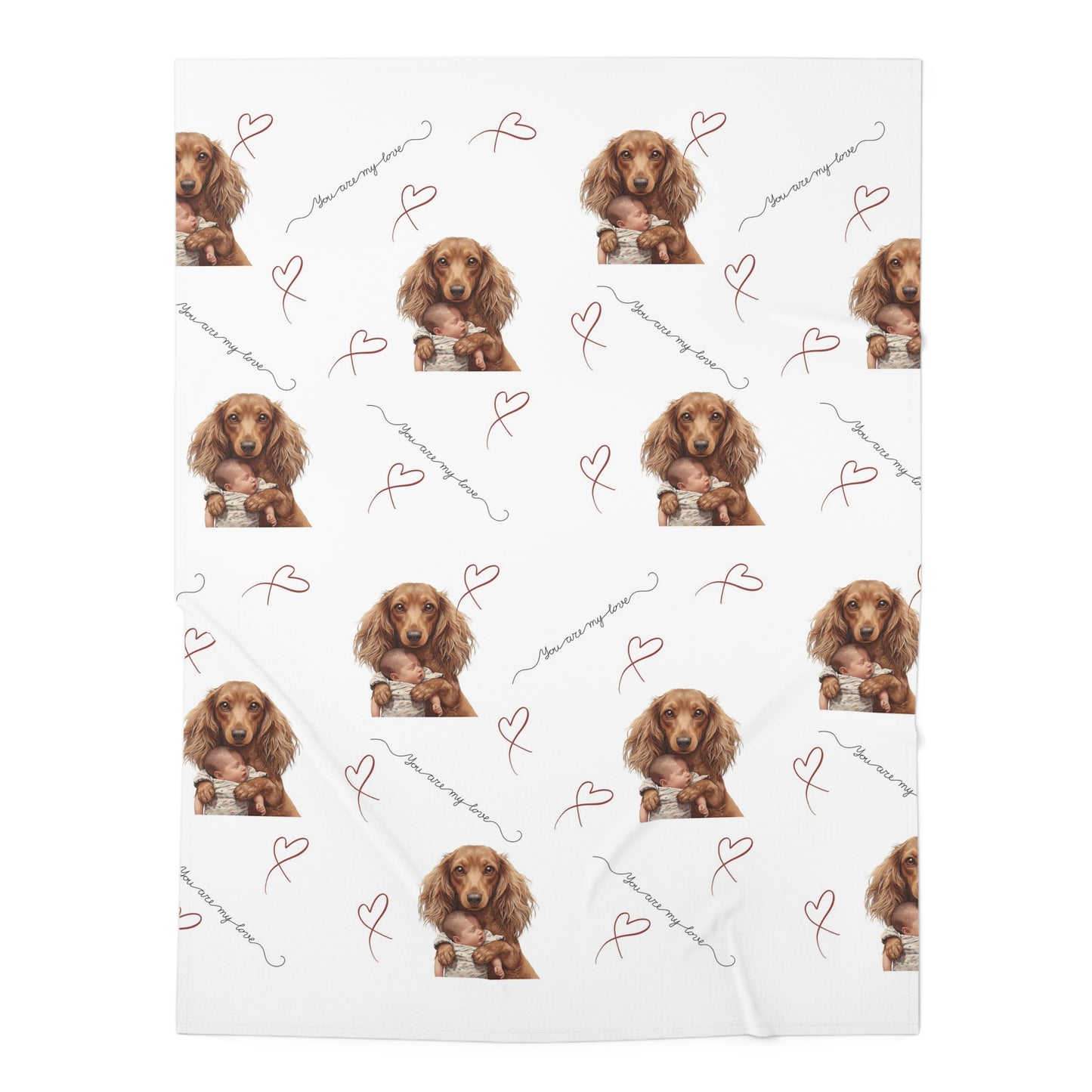 Dachshund Baby Swaddle Blanket – Cute Puppy Hearts Newborn Wrap