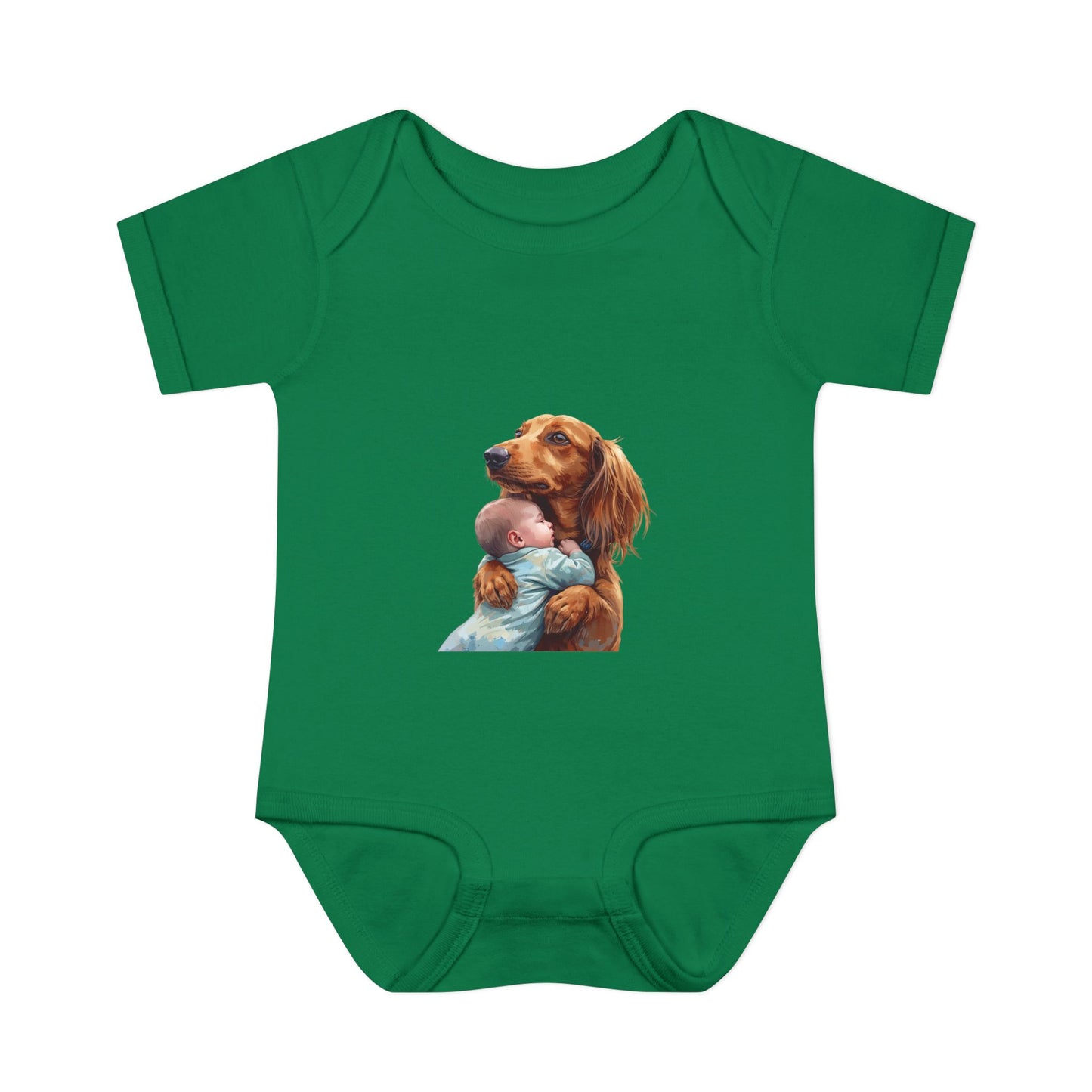 Baby Bodysuit with Dachshund Holding Newborn – Cute Infant Onesie Gift