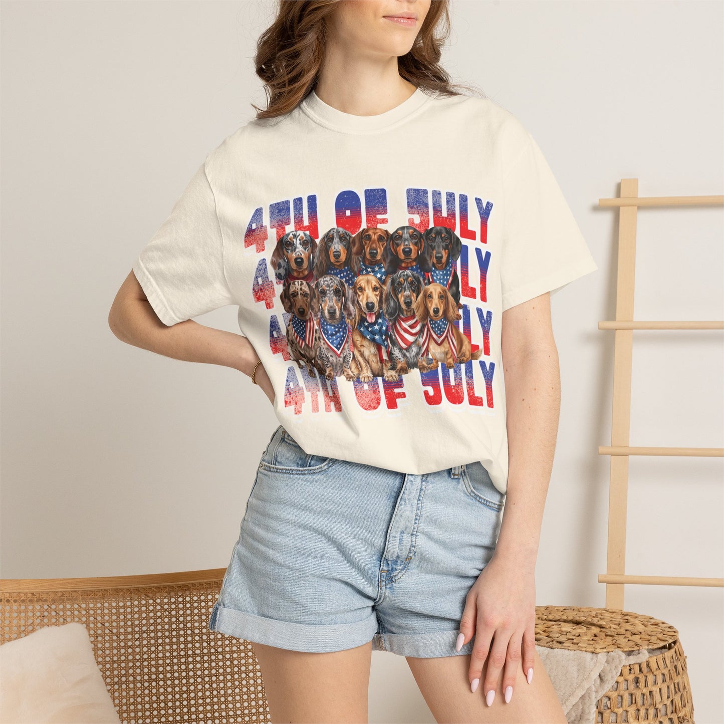 4th of July Dogs T-Shirt — Patriotic Dachshund & Puppy Graphic Tee