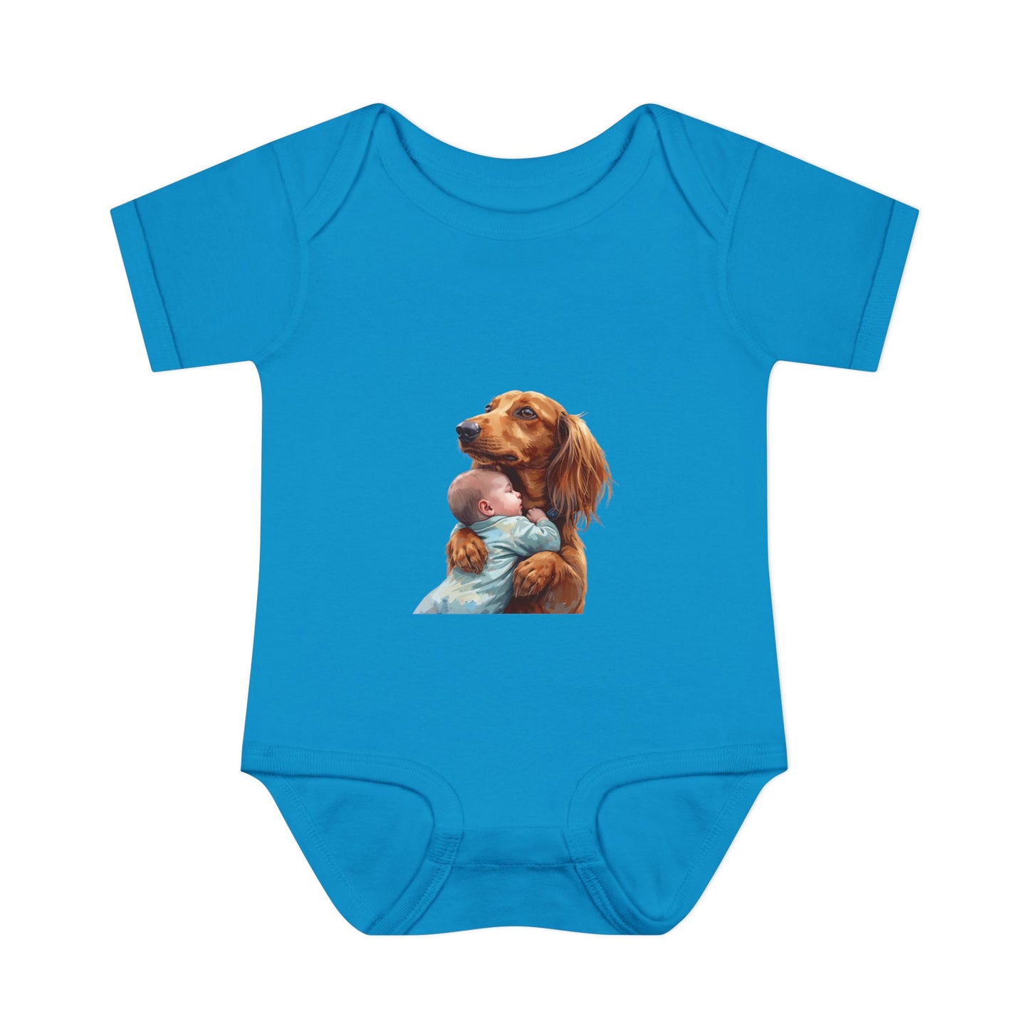 Baby Bodysuit with Dachshund Holding Newborn – Cute Infant Onesie Gift