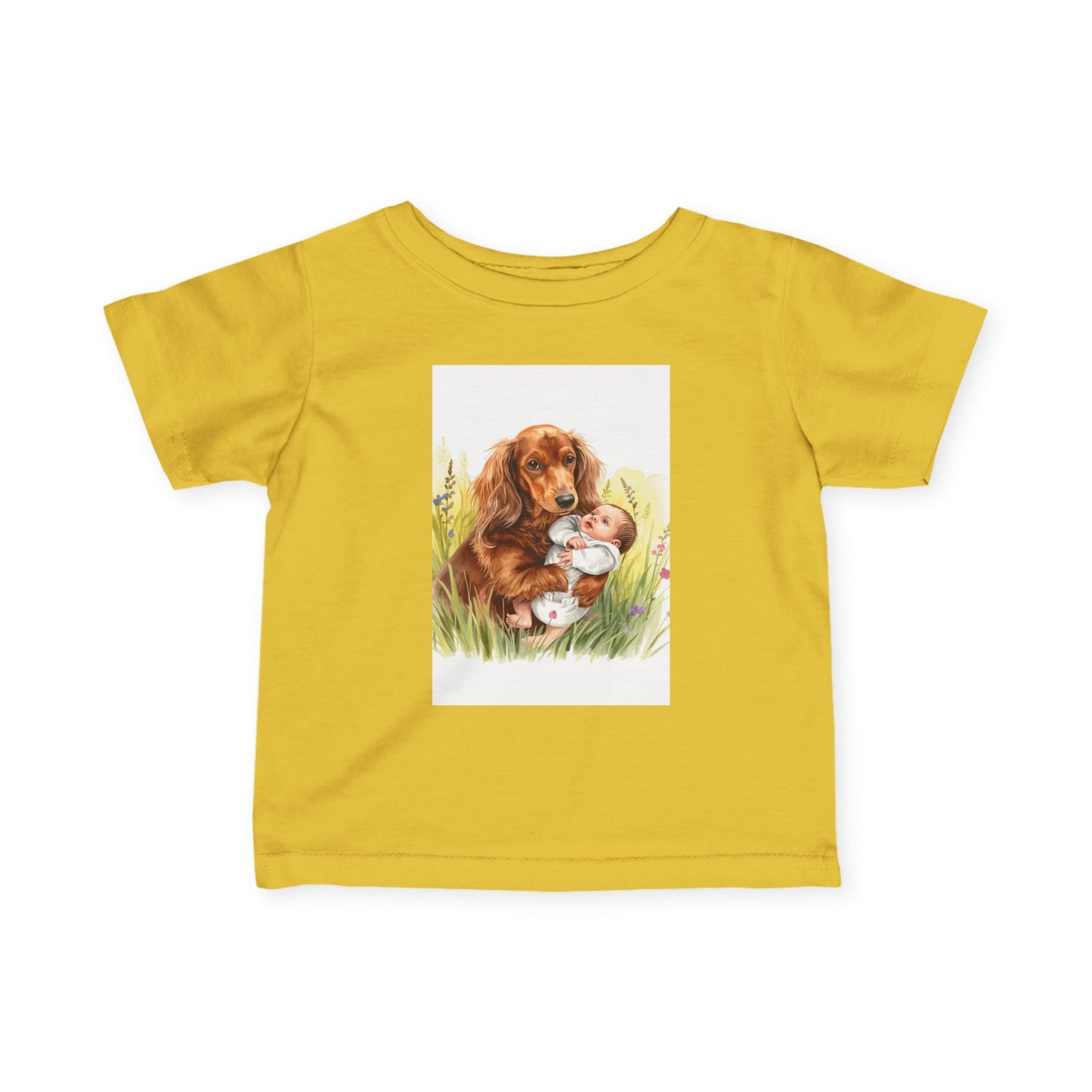 Infant Tee with Puppy and Baby Duckling Illustration — Cute Newborn Baby Shirt