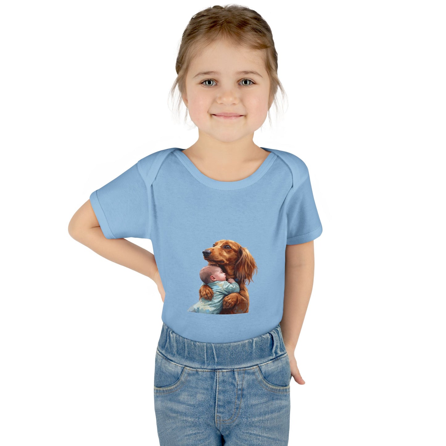Baby Bodysuit with Dachshund Holding Newborn – Cute Infant Onesie Gift