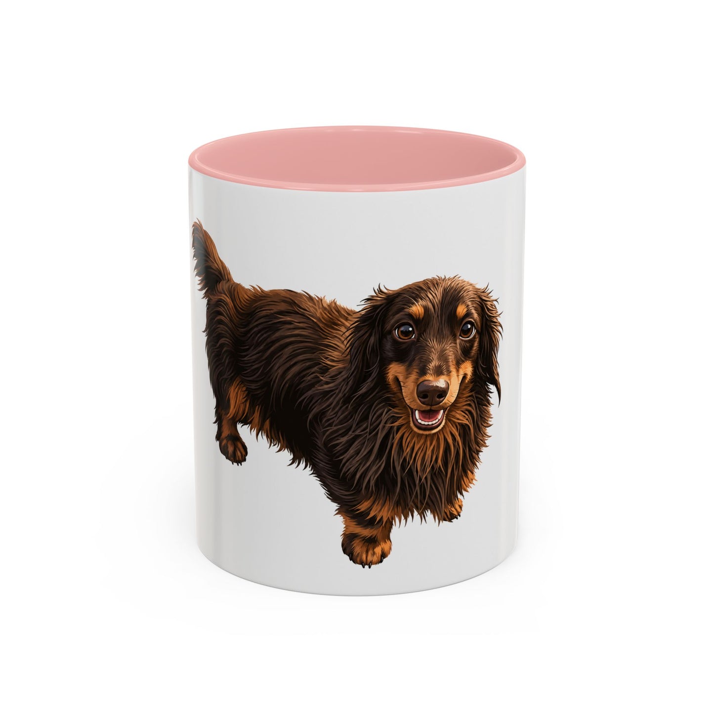 Dachshund Coffee Mug — Cute Long-Haired Wiener Dog Accent Mug (11/15oz)