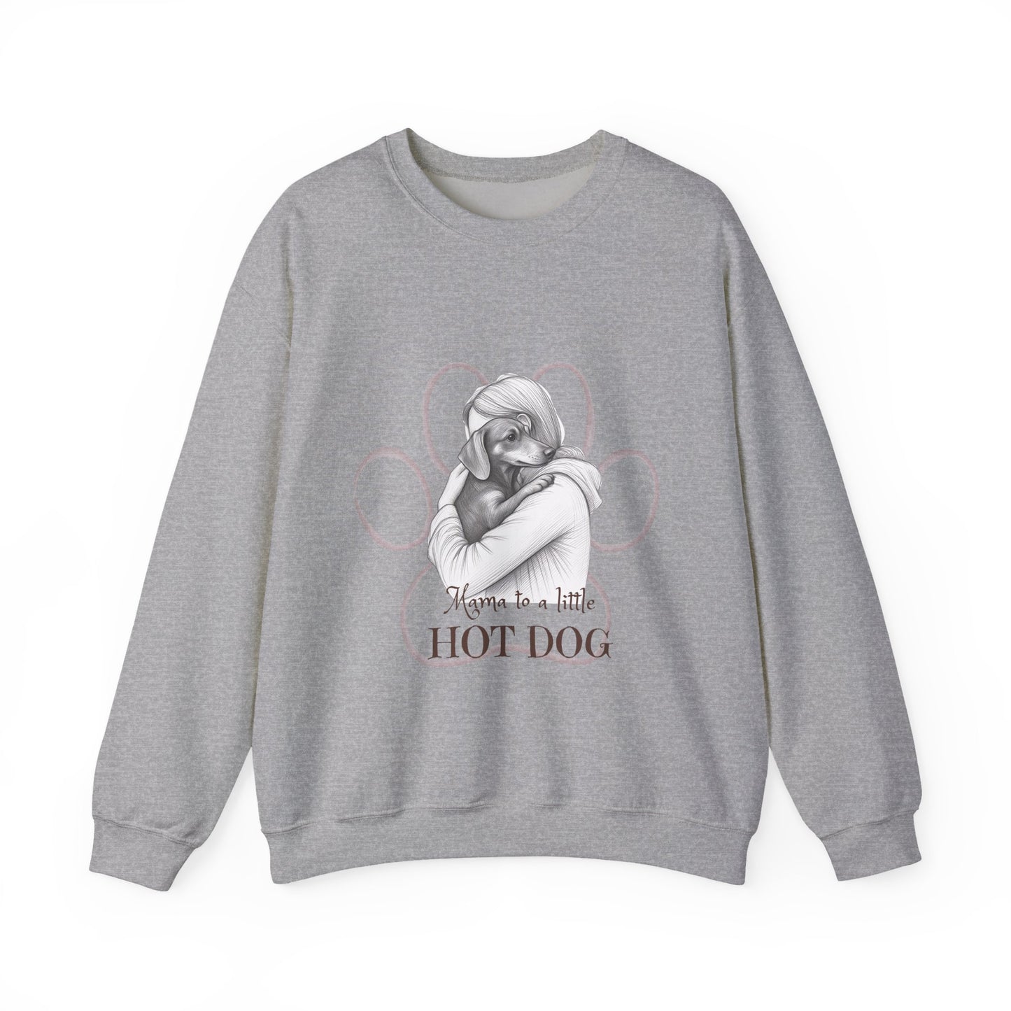 “Mom to a Little Hot Dog” Crewneck Sweatshirt — Cute Dachshund Graphic Pullover