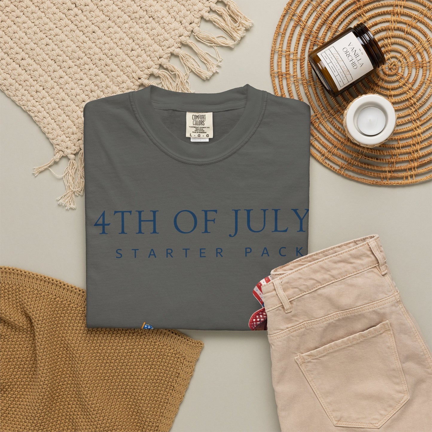 T-Shirt — "4th of July Starter Pack" Patriotic Dachshund Hot Dog Graphic Tee