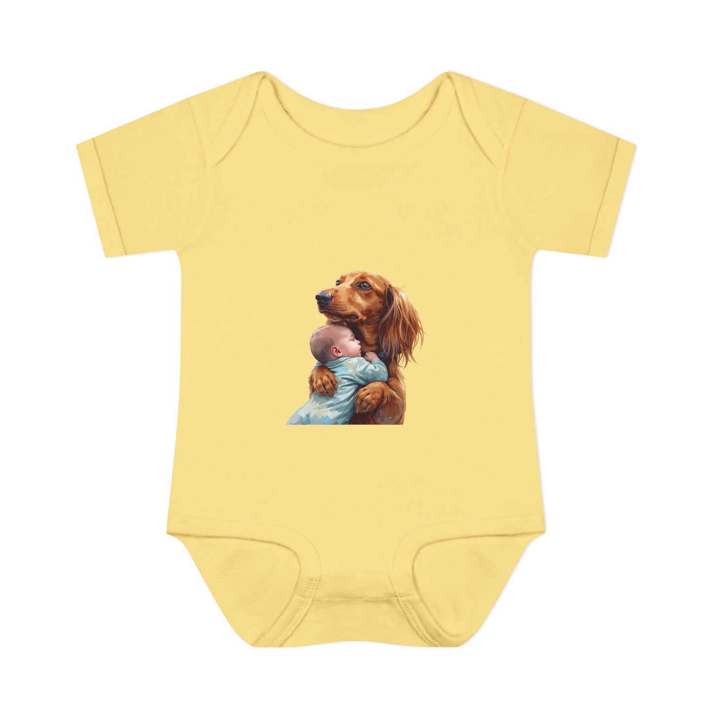 Baby Bodysuit with Dachshund Holding Newborn – Cute Infant Onesie Gift