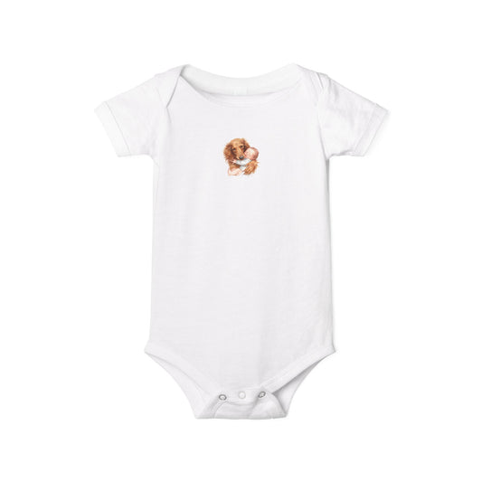 Infant Onesie with Cute Cavalier King Charles Puppy Print