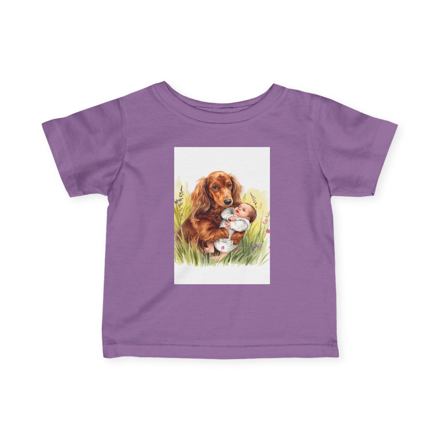 Infant Tee with Puppy and Baby Duckling Illustration — Cute Newborn Baby Shirt