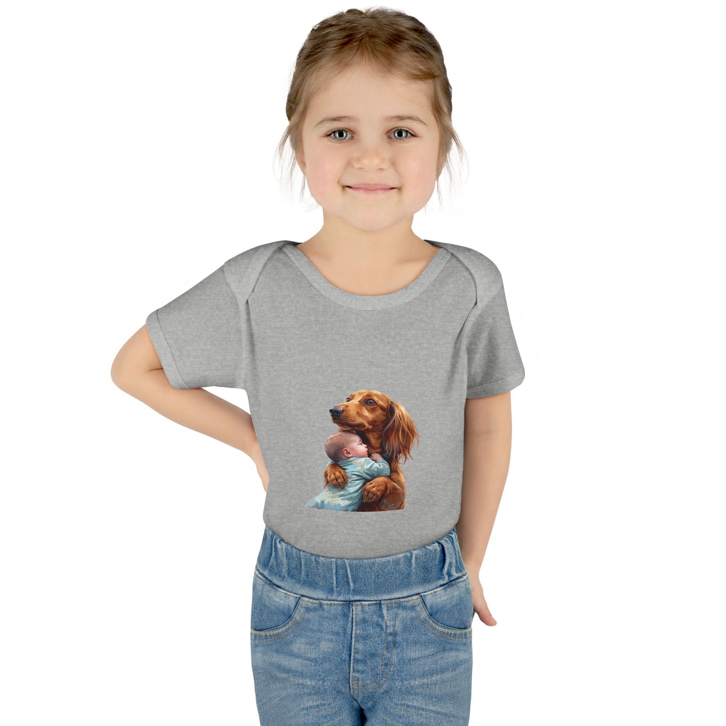 Baby Bodysuit with Dachshund Holding Newborn – Cute Infant Onesie Gift