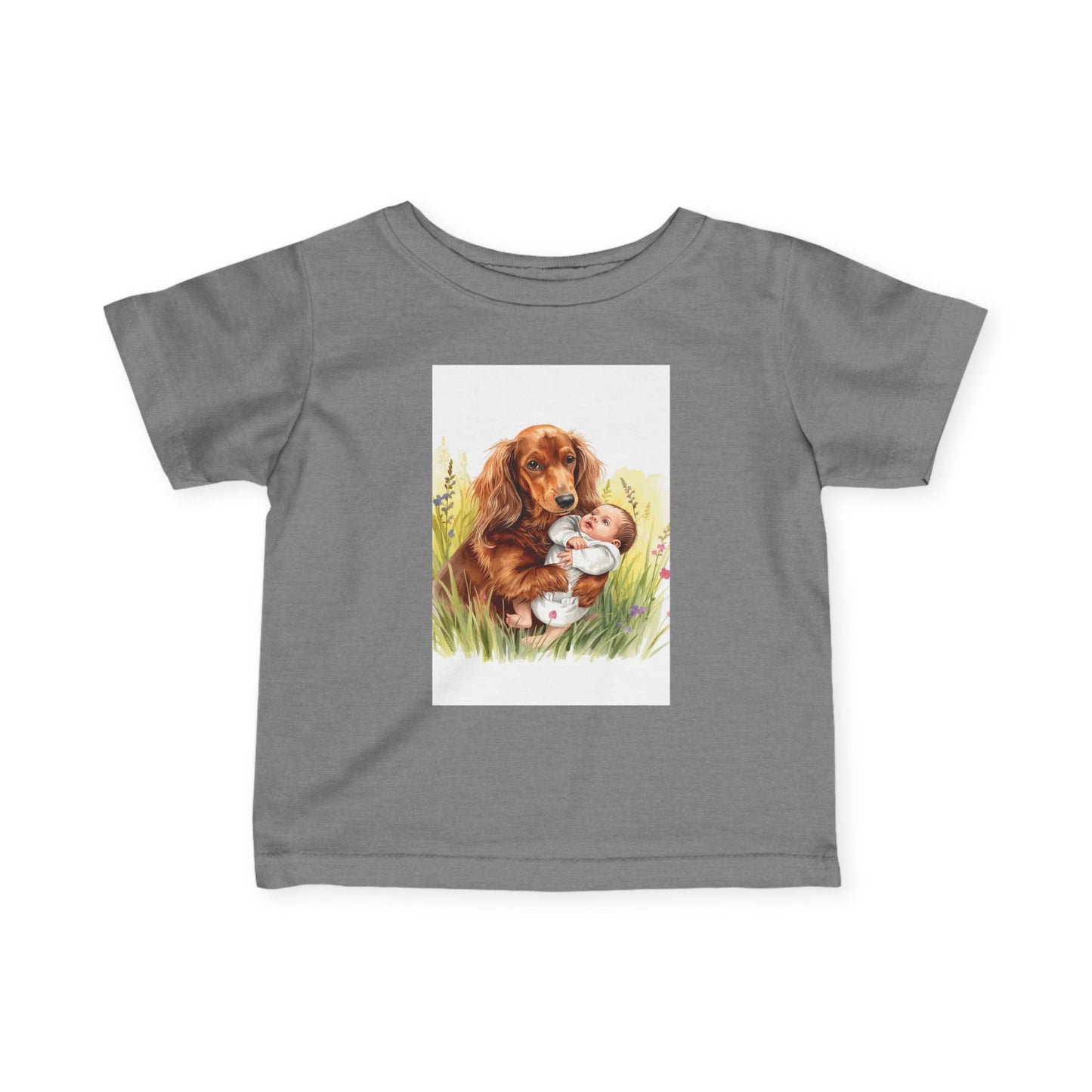 Infant Tee with Puppy and Baby Duckling Illustration — Cute Newborn Baby Shirt