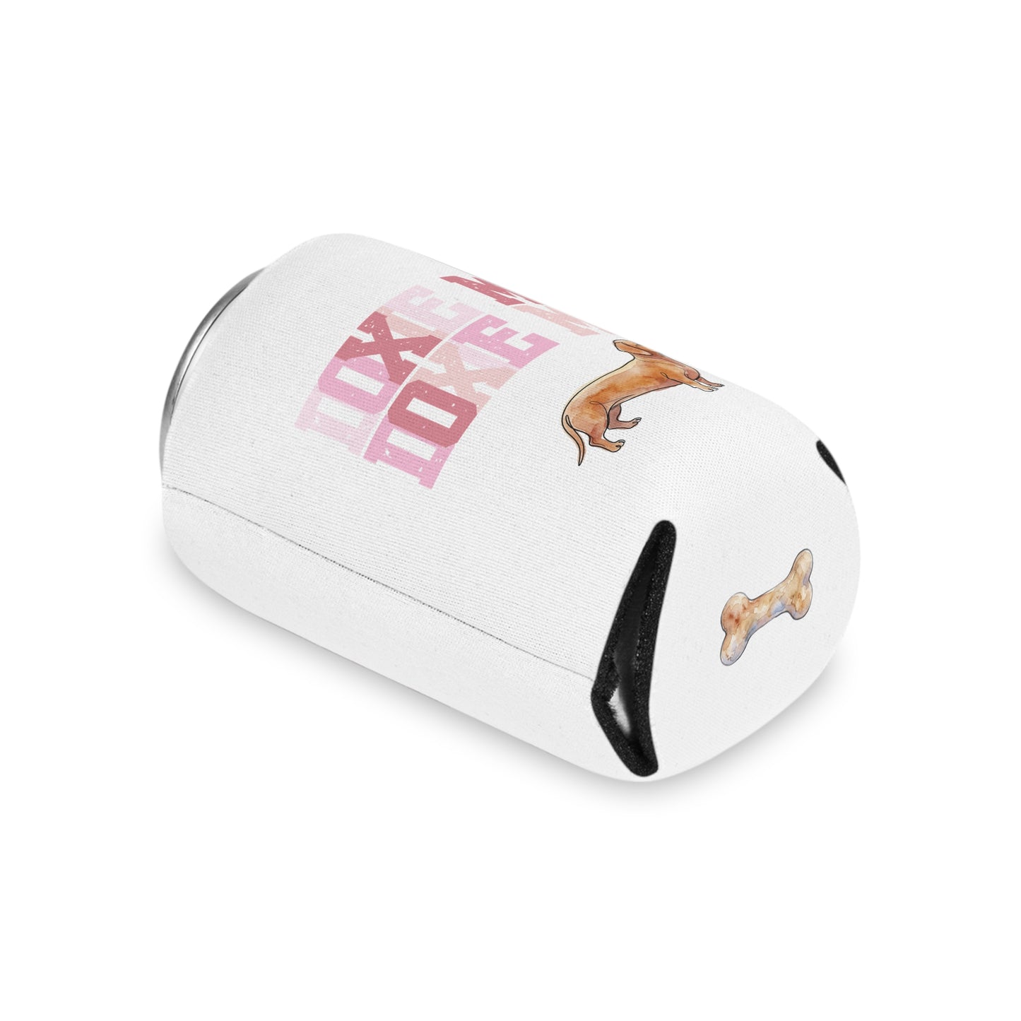 Dachshund Mom Can Cooler – 'Doxie Mom' Pink Watercolor Beer Koozie