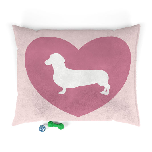 Pink Dachshund Heart Pet Bed — Cozy Plush Dog Bed for Dachshund Lovers