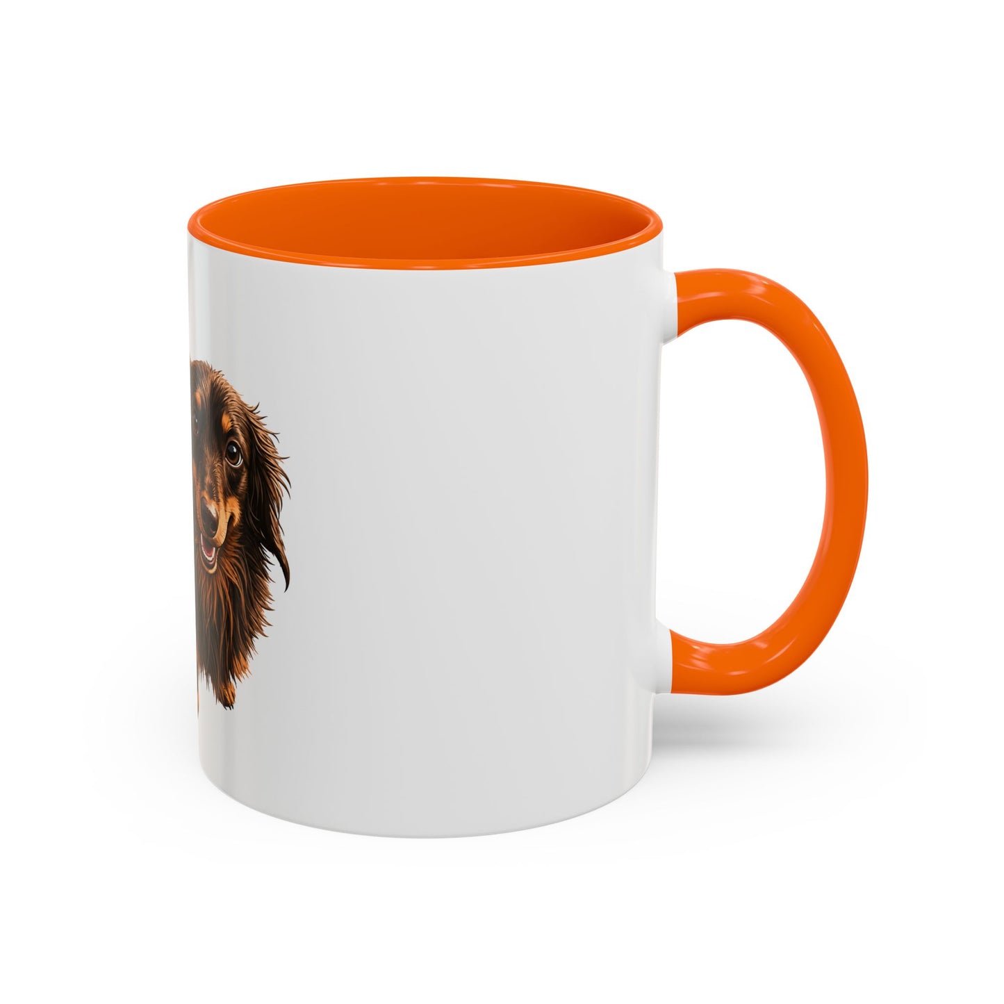 Dachshund Coffee Mug — Cute Long-Haired Wiener Dog Accent Mug (11/15oz)