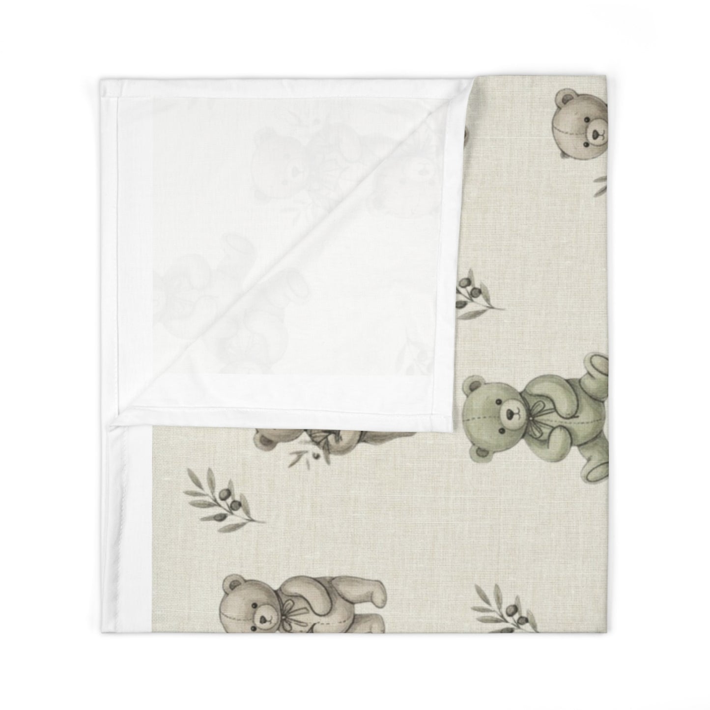 Teddy Bear Baby Swaddle Blanket – Soft Neutral Nursery Wrap