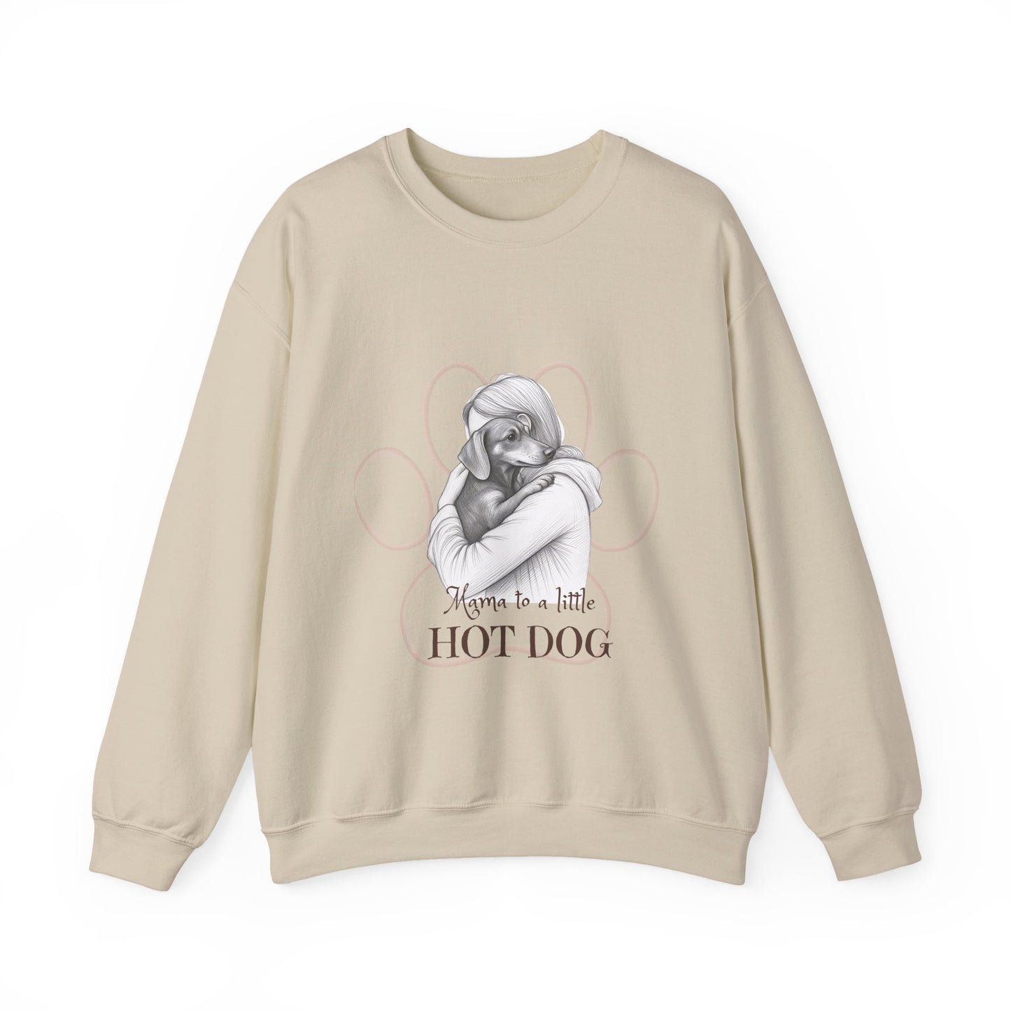 “Mom to a Little Hot Dog” Crewneck Sweatshirt — Cute Dachshund Graphic Pullover
